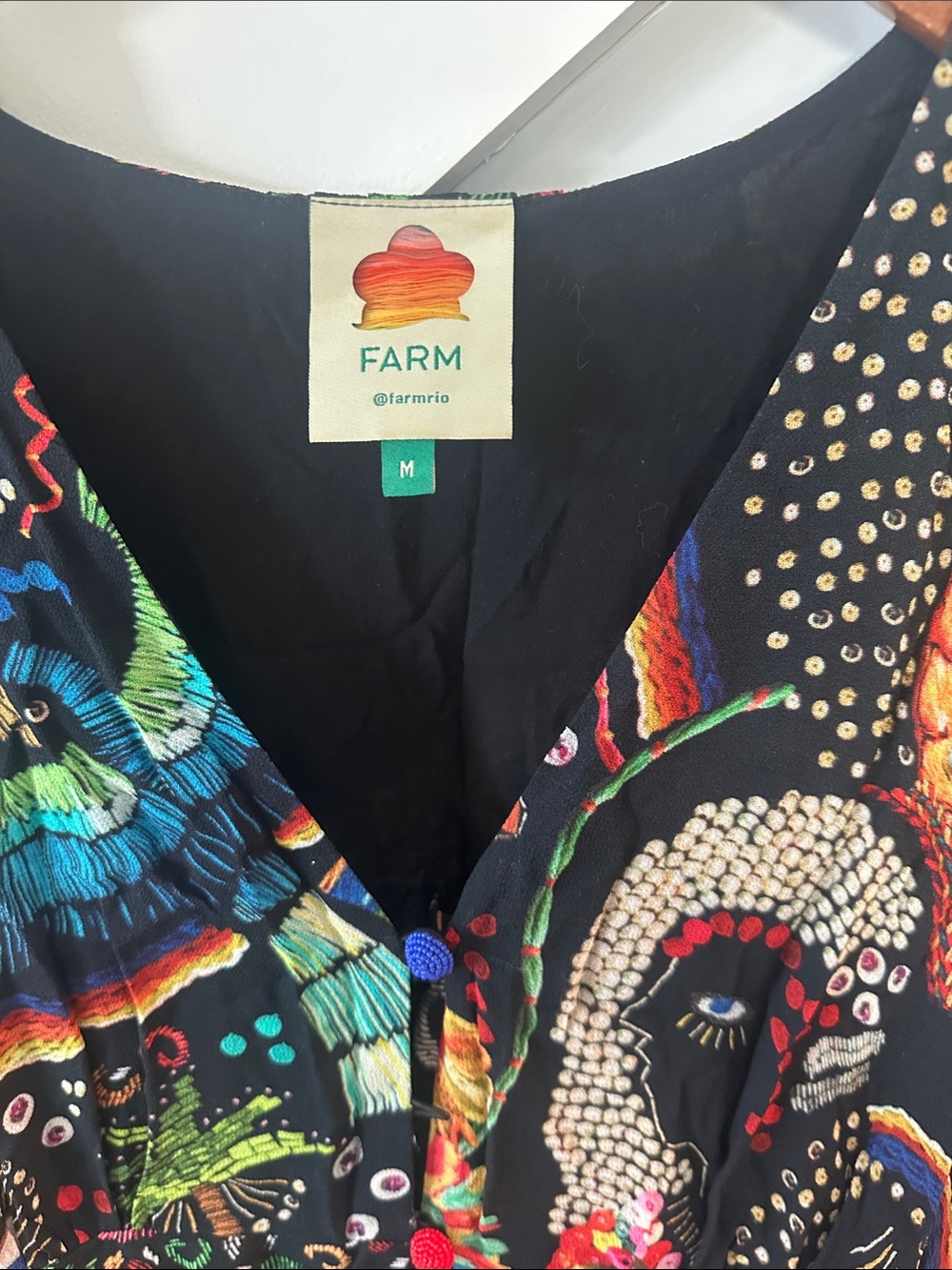 Farm Rio Borogodo printed dress size M - Picture 3 of 6